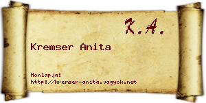 Kremser Anita névjegykártya